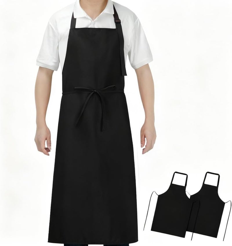 SHEOMERN 3-Layer Waterproof Apron - Pocket-Free Hygienic Design for Dishwashing & Dog Grooming - Lightweight Durable Protection for messy Kitchen Cooking, Baking, for Men & Women (2 Pack,Black) - Image 1